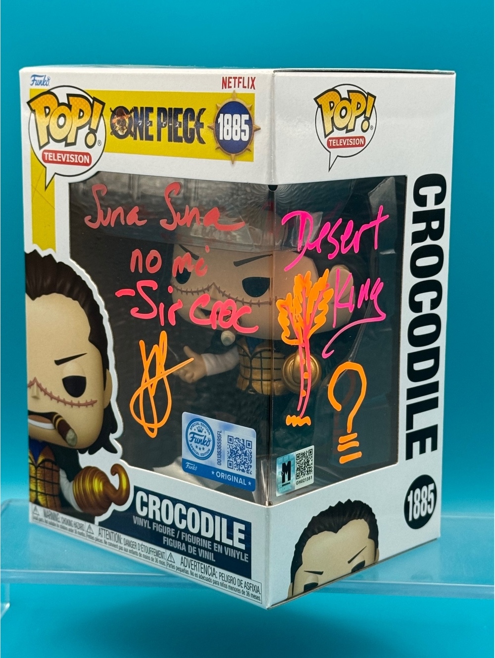 John Swasey Signed Crocodile One Piece Funko with quotes and doodle MAS COA